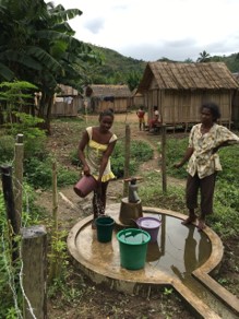 Two women at the water pump in Madagascar