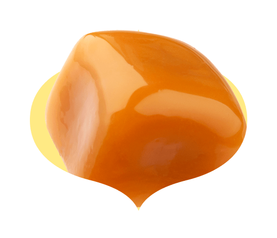 Large chunk of caramel in a bindi-shaped frame